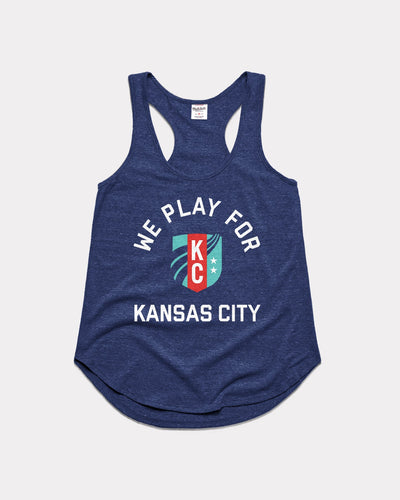 Heather Navy KC Current We Play for KC Women's Vintage Racerback Tank