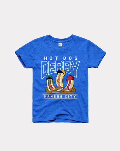 Royal Blue Kids Kansas City Hot Dog Derby Vintage Youth T-Shirt