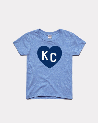 Light Blue Kids KC Heart Vintage Youth T-Shirt