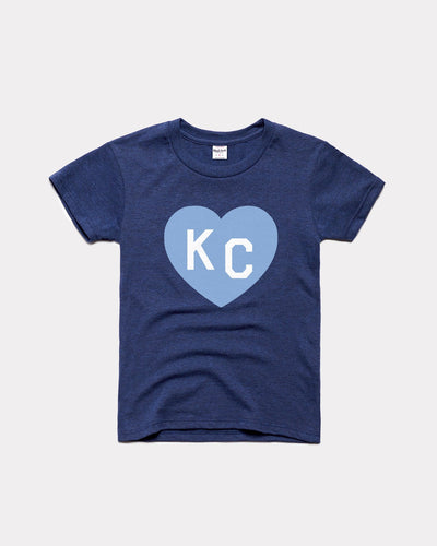 Navy & Light Blue Kids KC Heart Vintage Youth T-Shirt