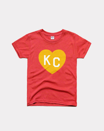 Kids Red & Yellow KC Heart Vintage Youth T-Shirt