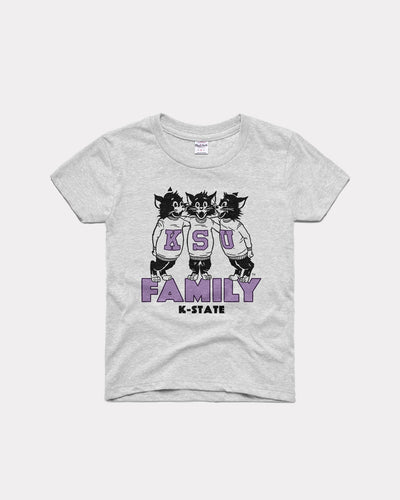 Kids Family Kansas State Wildcats Ash Grey Vintage Youth T-Shirt