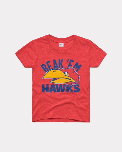 Kids Red Beak 'Em Hawks Jayhawk Warbird Vintage Youth T-Shirt