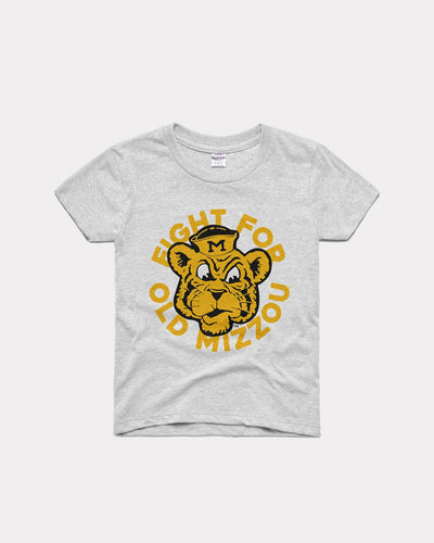 Ash Grey Kids Fight for Old Mizzou Missouri Tigers Vintage Youth T-Shirt