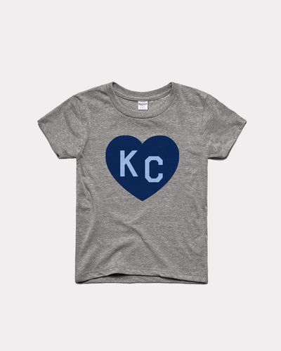 Kids Grey & Navy Sporting KC Heart Vintage Youth T-Shirt