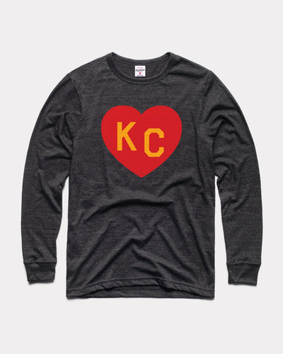 Black & Red Arrowhead KC Heart Vintage Long-Sleeve T-Shirt