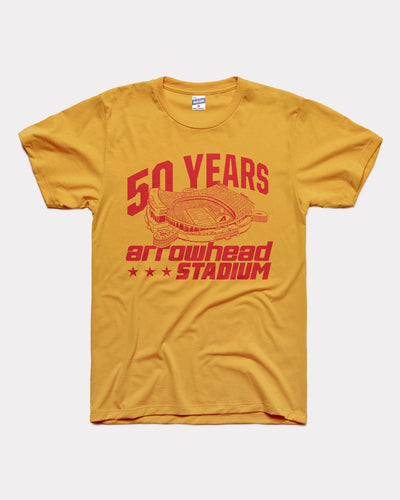 Gold 50 Years of Arrowhead Stadium Vintage T-Shirt
