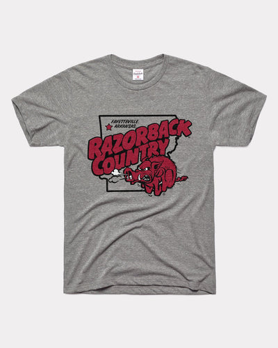 Grey Razorback Country State of Arkansas Vintage T-Shirt