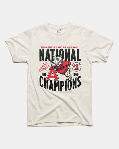 White 1994 National Champions Arkansas Razorbacks Basketball Vintage T-Shirt