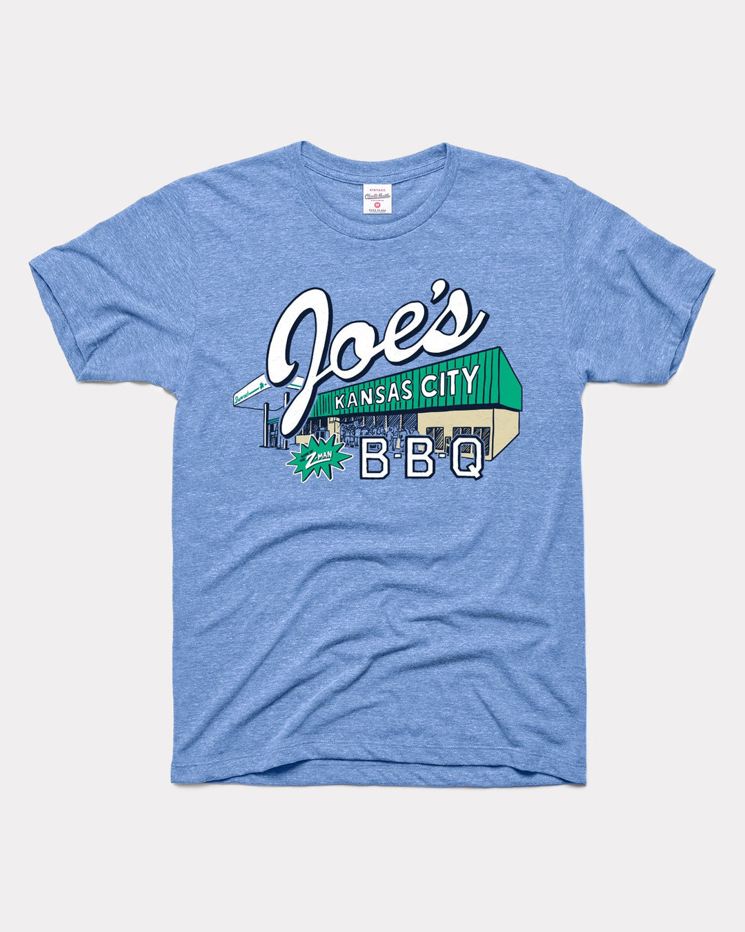 Joe's Kansas City BBQ Light Blue Vintage T-Shirt CHARLIE HUSTLE