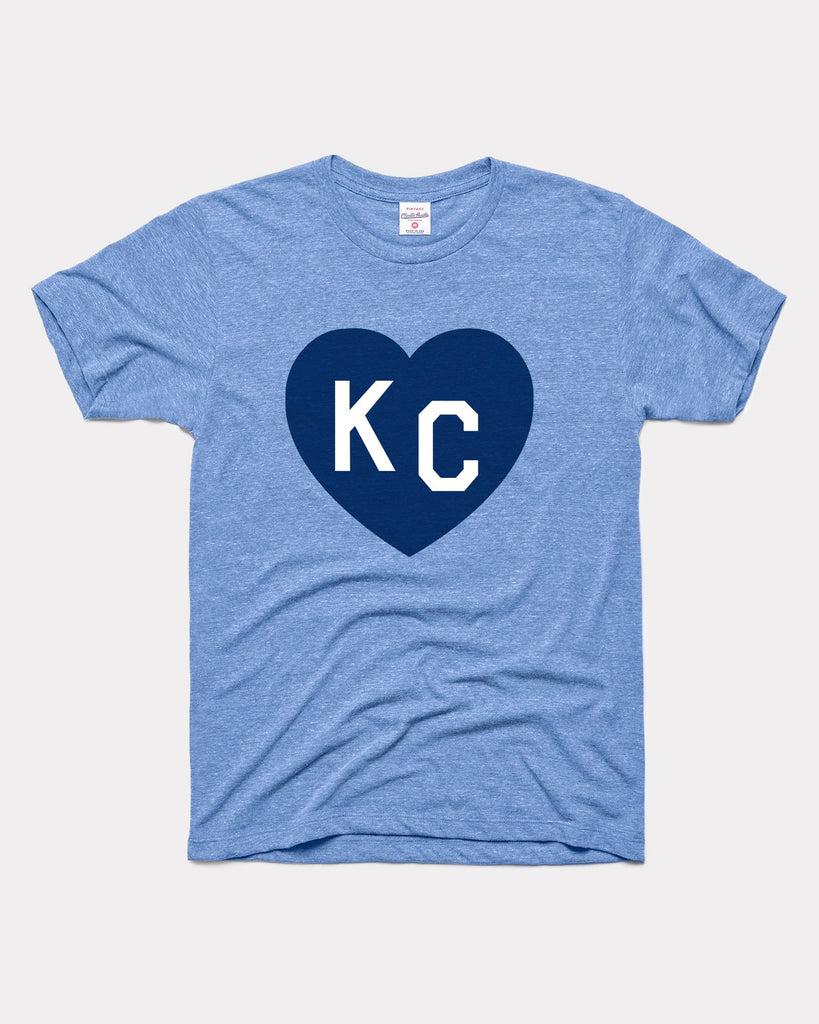  Womens Blue KC Heart KC (Kansas City) Kc Love Blue Kc Hearts  Blue V-Neck T-Shirt : Clothing, Shoes & Jewelry