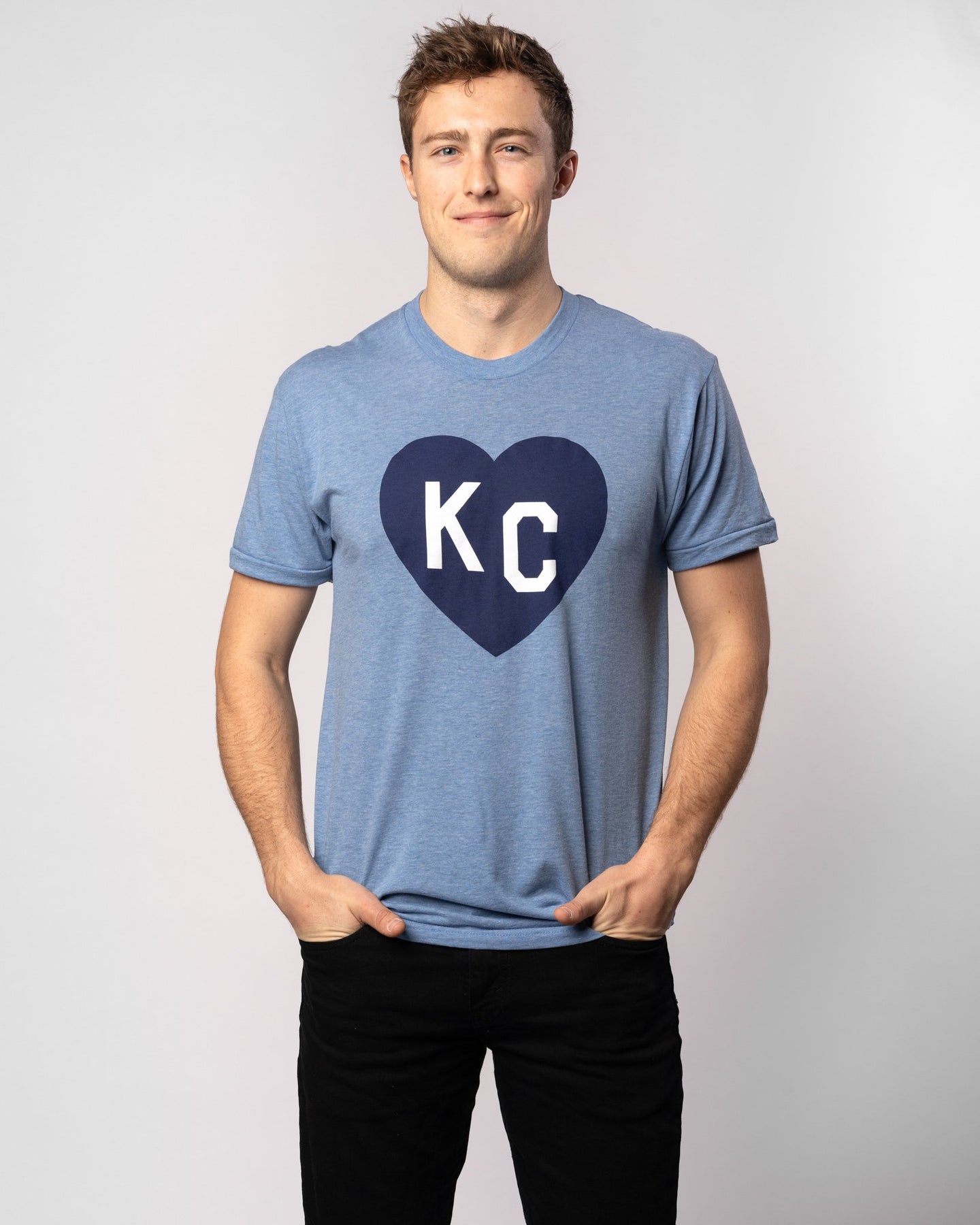 KC Heart Shirt Blue Heart KC Tee Cute Kansas City Spirit 