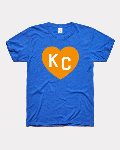 Royal Blue & Gold Crown Town KC Heart Vintage T-Shirt