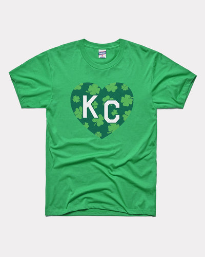 Green Shamrock KC Heart St. Patrick's Day Vintage T-Shirt