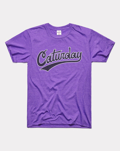 Purple Caturdays Script T-Shirt