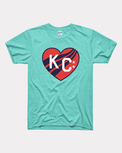 Teal Kansas City Current Crest KC Heart Unisex Vintage T-Shirt