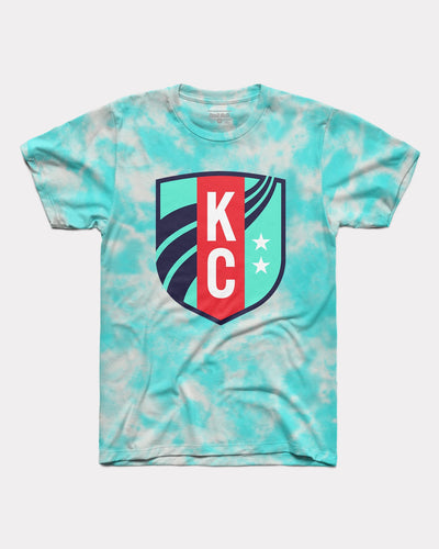 Teal Tie Dye KC Current Logo Shield Vintage T-Shirt