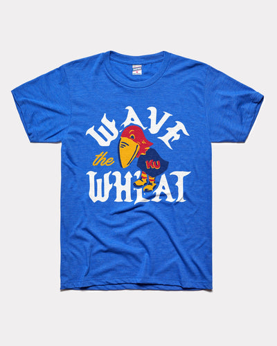 Royal Blue Wave the Wheat Kansas Jayhawks Basketball Vintage T-Shirt