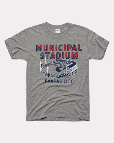 Grey Kansas City Municipal Stadium Negro Leagues Baseball Museum Vintage T-Shirt