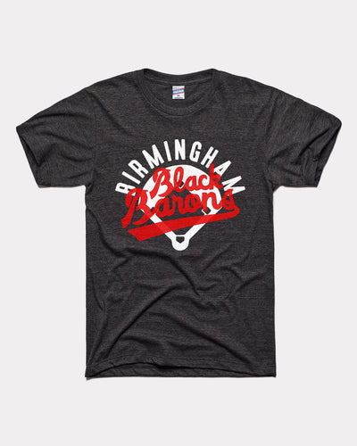 Black Birmingham Black Barons Baseball Field Logo Vintage T-Shirt