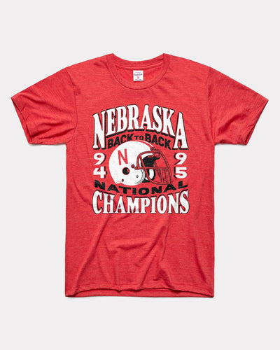 Red Nebraska Cornhuskers Football Back to Back National Champions T-Shirt