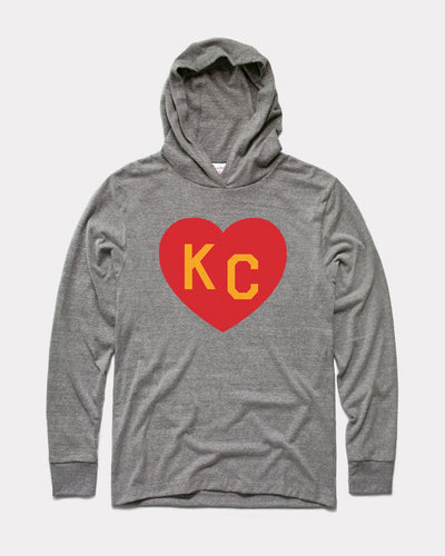 Grey Arrowhead Kingdom KC Heart Vintage Lightweight Hoodie Sweatshirt