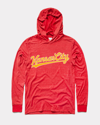 Red & Gold Kansas City Script Vintage Lightweight Hoodie Sweatshirt