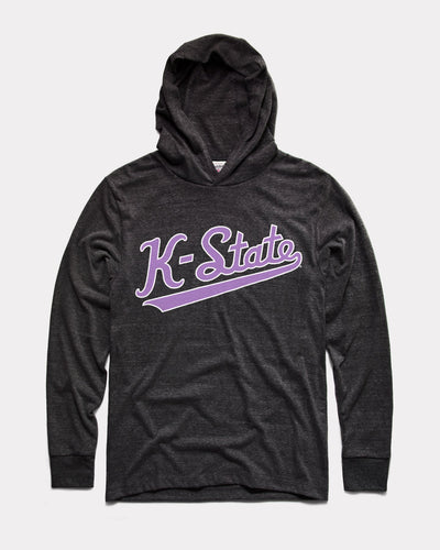 Black & Purple Kansas State Wildcats Script Vintage Lightweight Hoodie Sweatshirt