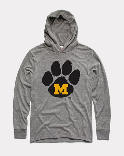 Grey Mizzou Missouri Tigers Paw Print Vintage Lightweight Hoodie Sweatshirt