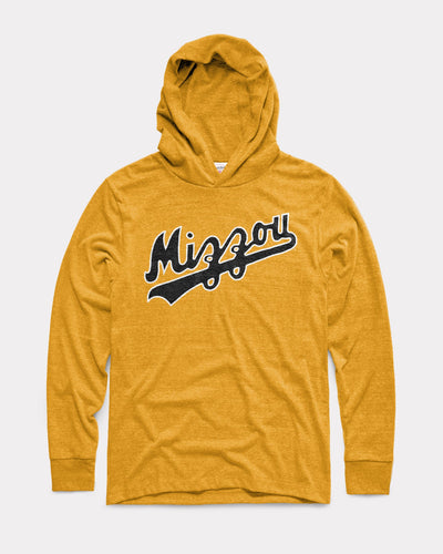 Gold Mizzou Script Missouri Tigers Vintage Lightweight Hoodie