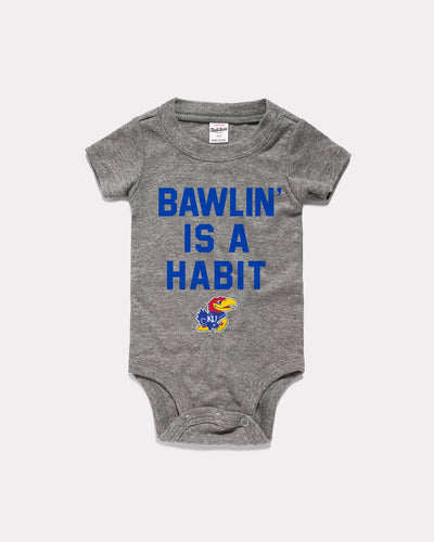 Grey Bawlin' Is A Habit Vintage Kansas Jayhawks Baby Onesie