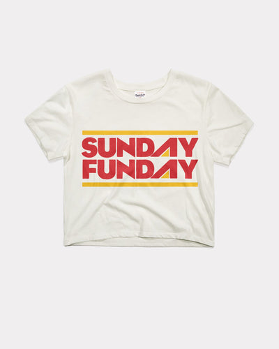 Women's Sunday Funday Vintage White Crop Top T-Shirt