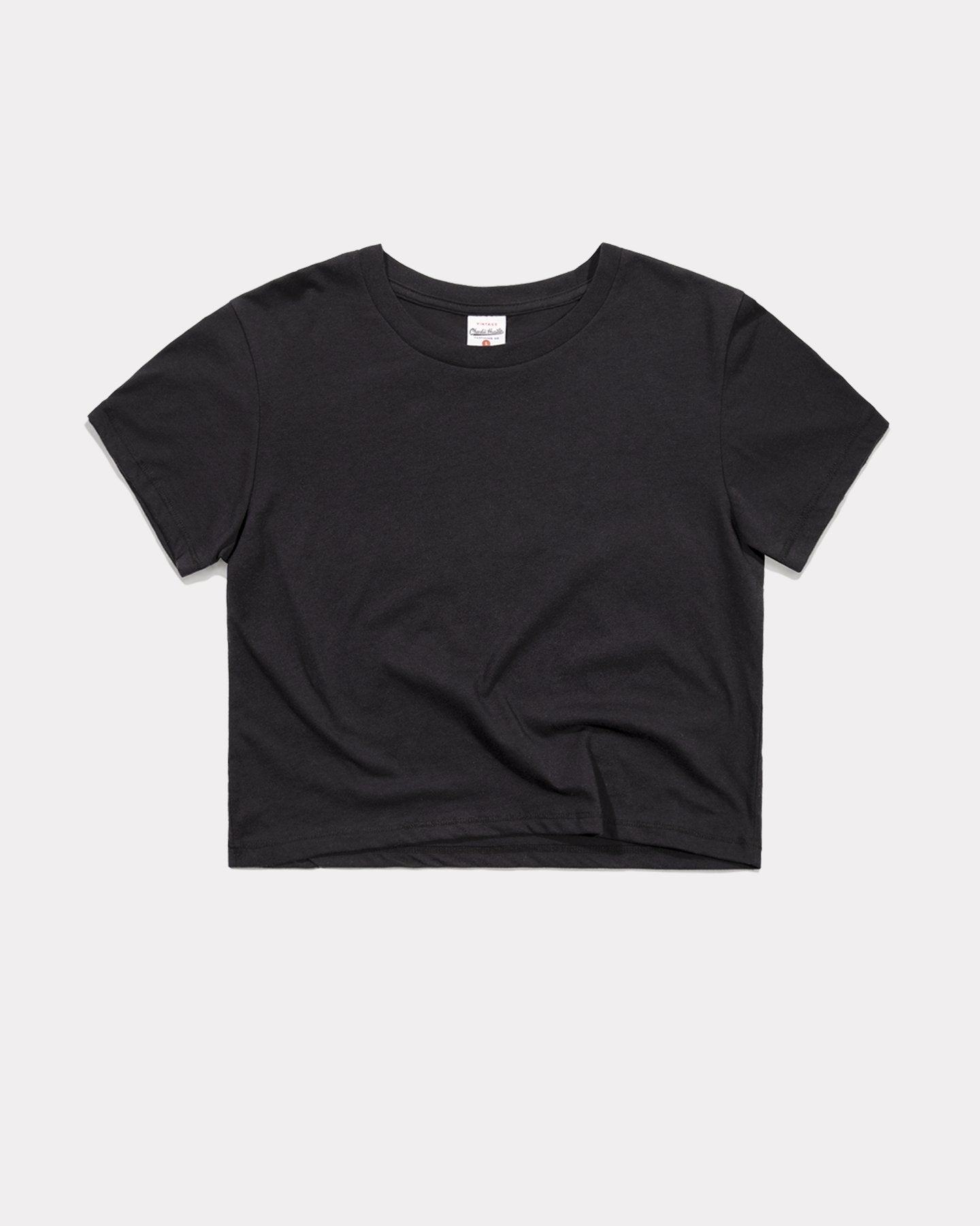 Women's Essential Black Vintage Crop Top T-Shirt | CHARLIE HUSTLE