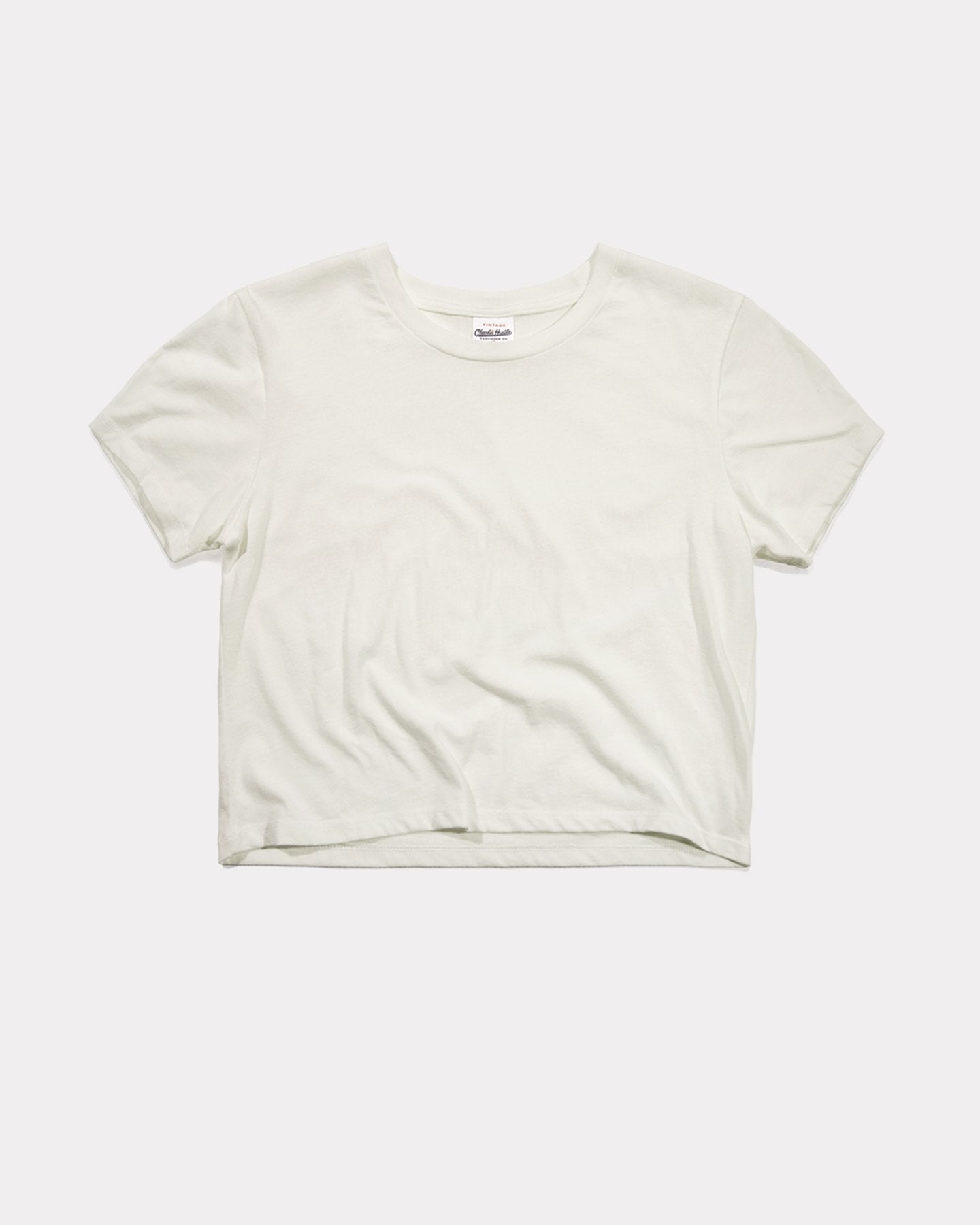 Women's Essential White Vintage Crop Top T-Shirt | CHARLIE HUSTLE