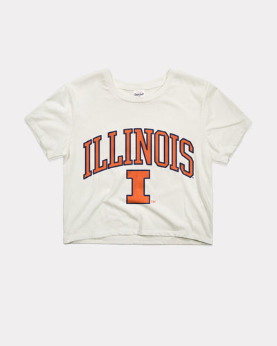 Women's Illinois Fighting Illini Varsity Arch White Vintage Crop Top