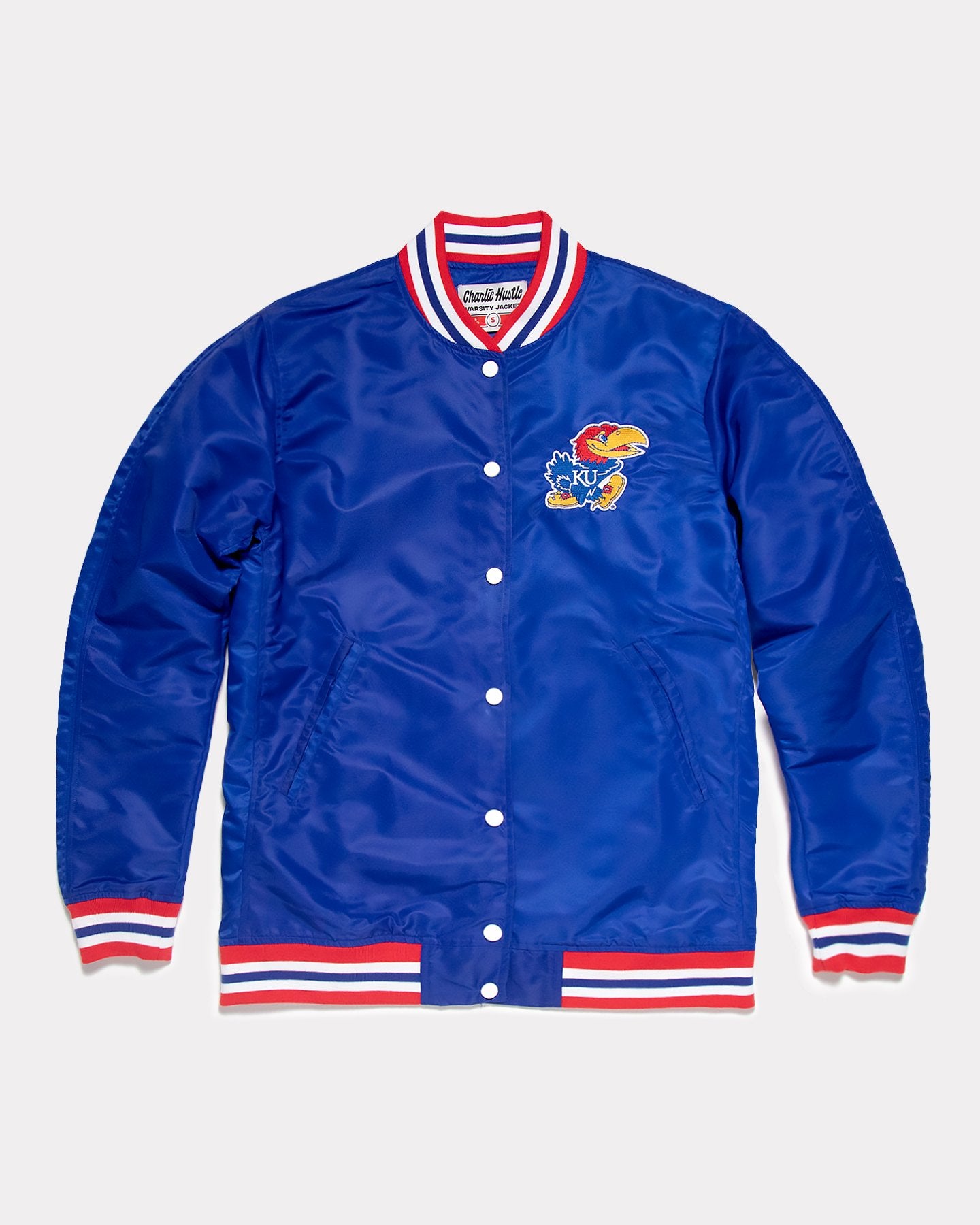 University of Kansas Vintage Blue Varsity Jacket | CHARLIE HUSTLE