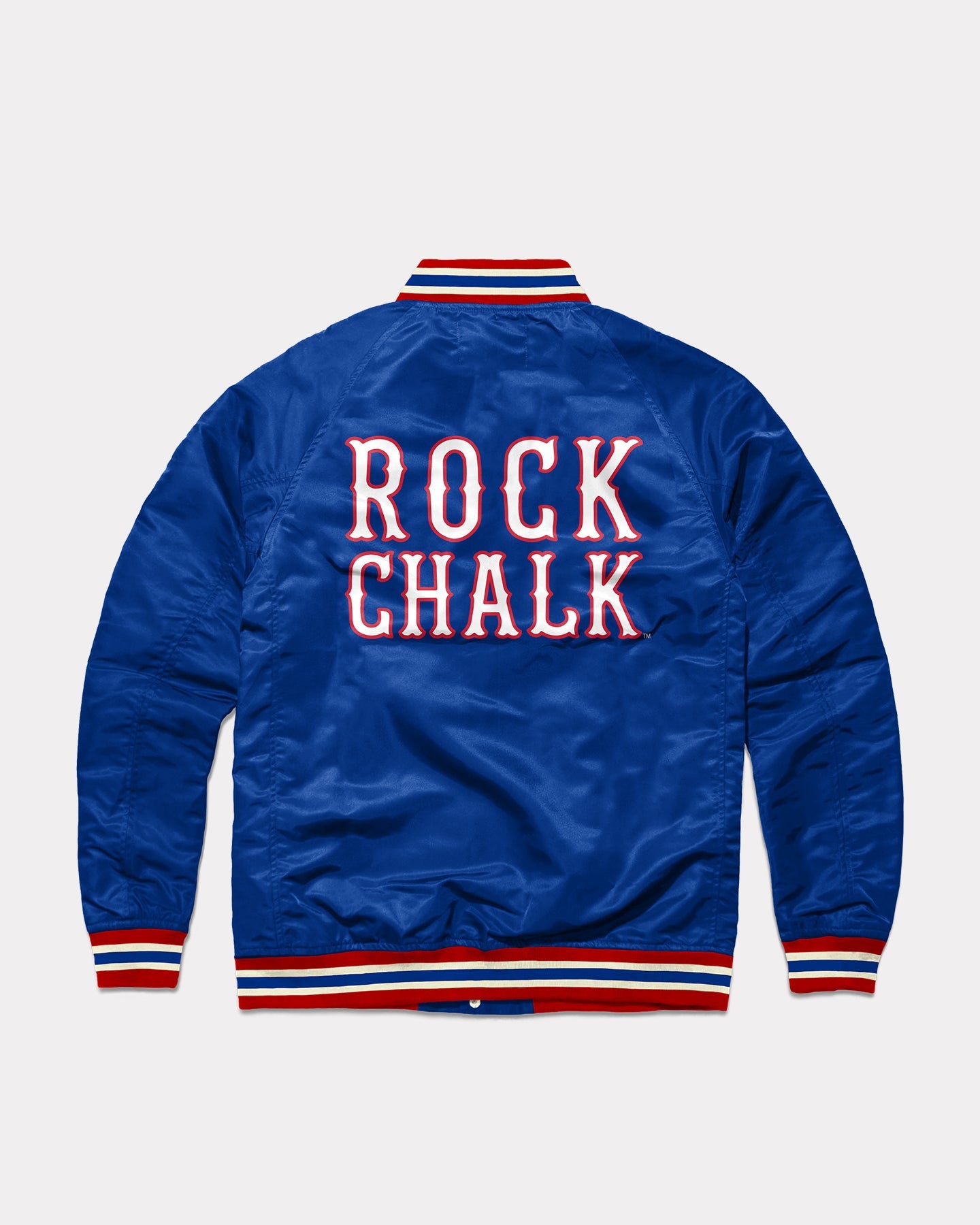 Rock Chalk Jayhawk KU Royal Blue Varsity Jacket | CHARLIE HUSTLE