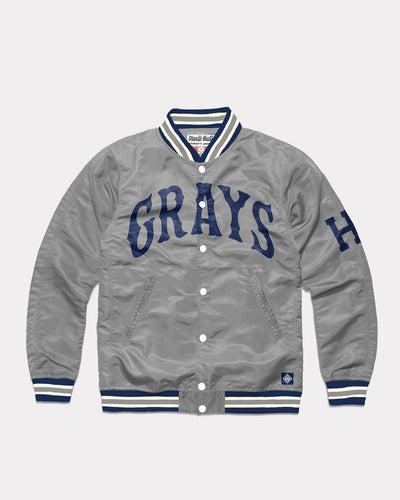 Grey NLBM Unisex Homestead Grays Vintage Varsity Jacket