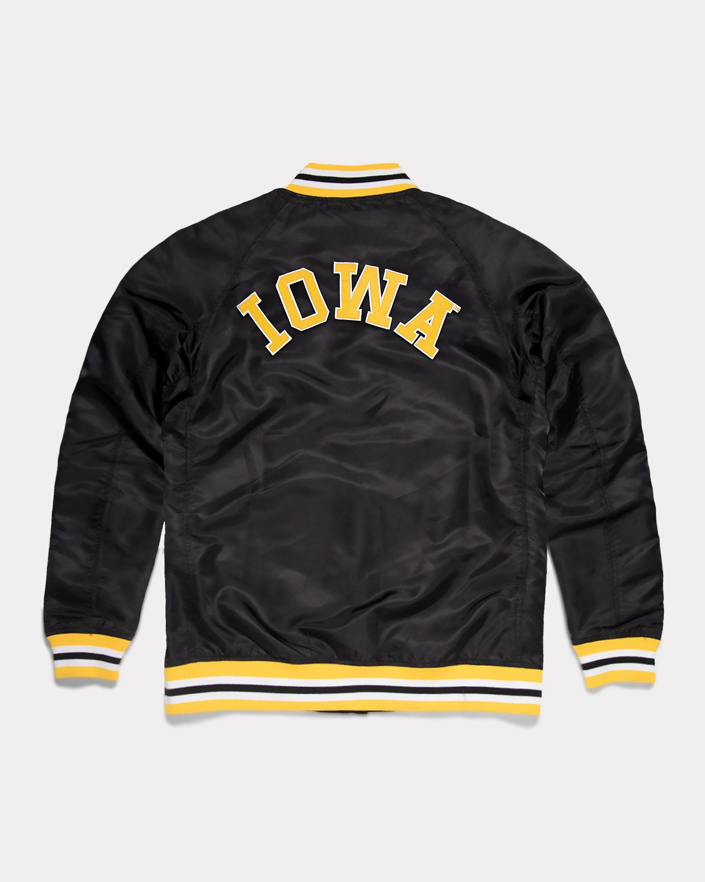 Iowa Racing Jacket Iowa Hawkeyes Black Vintage Letterman Jacket | CHARLIE HUSTLE