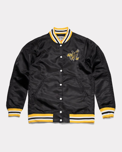 Black University of Iowa Hawkeyes Vintage Varsity Jacket Front