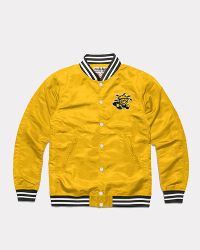 Yellow Wichita State Shockers Arch Vintage Varsity Jacket Front