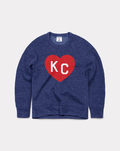 Kids Navy KC Heart Vintage Crewneck Sweatshirt