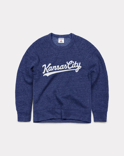 Kids Kansas City Script Navy Crewneck Sweatshirt