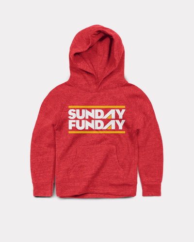 Kids Red Sunday Funday Vintage Youth Hoodie