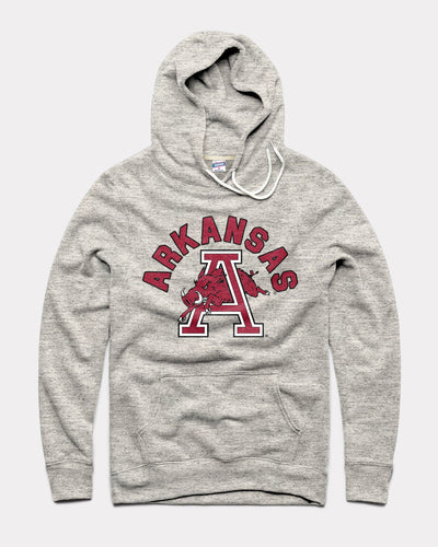Ash Grey Arkansas Arch Monogram Vintage Hoodie Sweatshirt