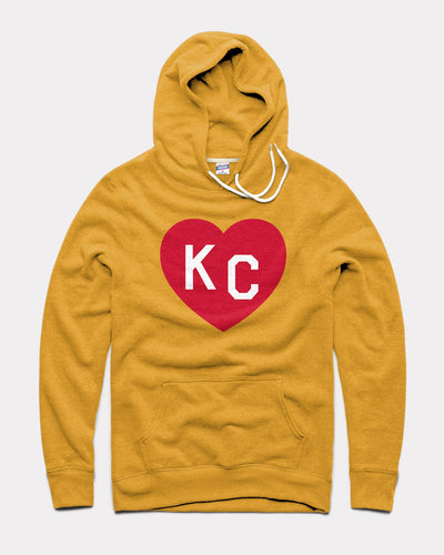 Gold & Red KC Heart Vintage Hoodie Sweatshirt