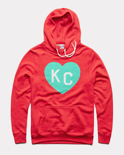 Red & Teal KC Heart Vintage Hoodie Sweatshirt