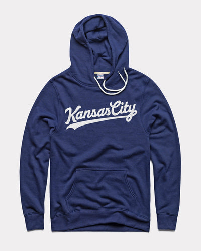 Navy & White Kansas City Script Vintage Hoodie Sweatshirt