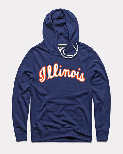 Navy University Of Illinois Arch Vintage Hoodie Sweatshirt