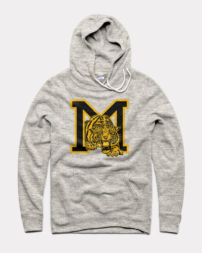 Athletic Grey Missouri Tigers Monogram Vintage Hoodie Sweatshirt